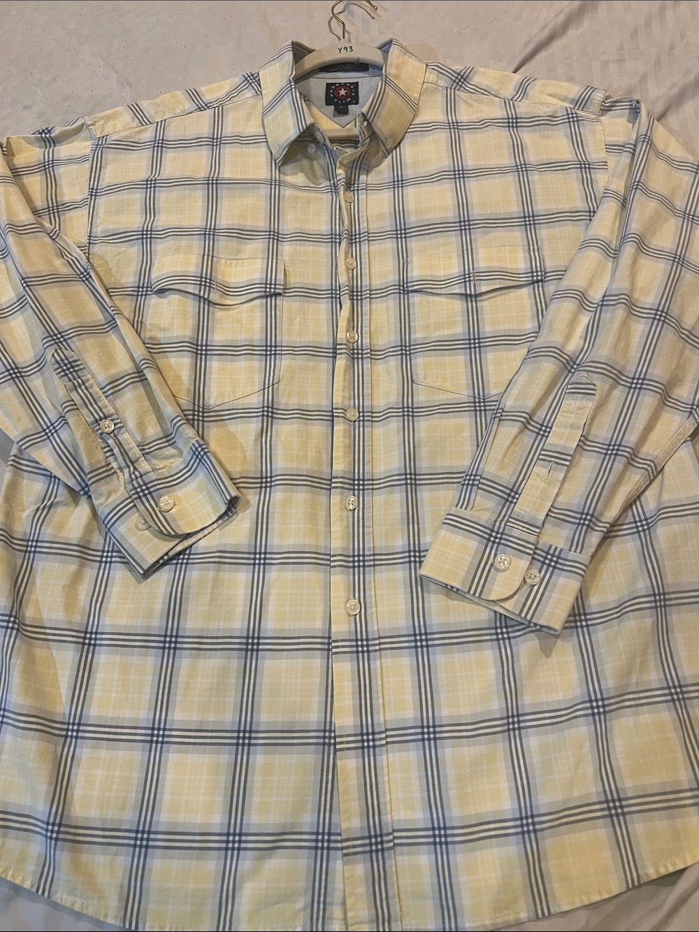Panhandle Slim Yellow and Blue Plaid Button-Down Shirt